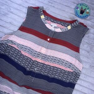 Talbots Women's‎ 2XL Multicolor Geo Print Lightweight Henley Sleeveless Tank Top